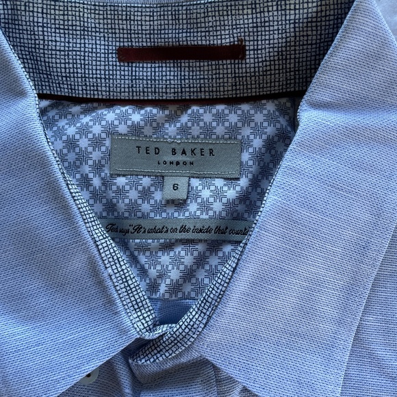 Ted Baker London Light Blue Short Sleeve Button Down Size 6 (XXL) - Picture 4 of 6